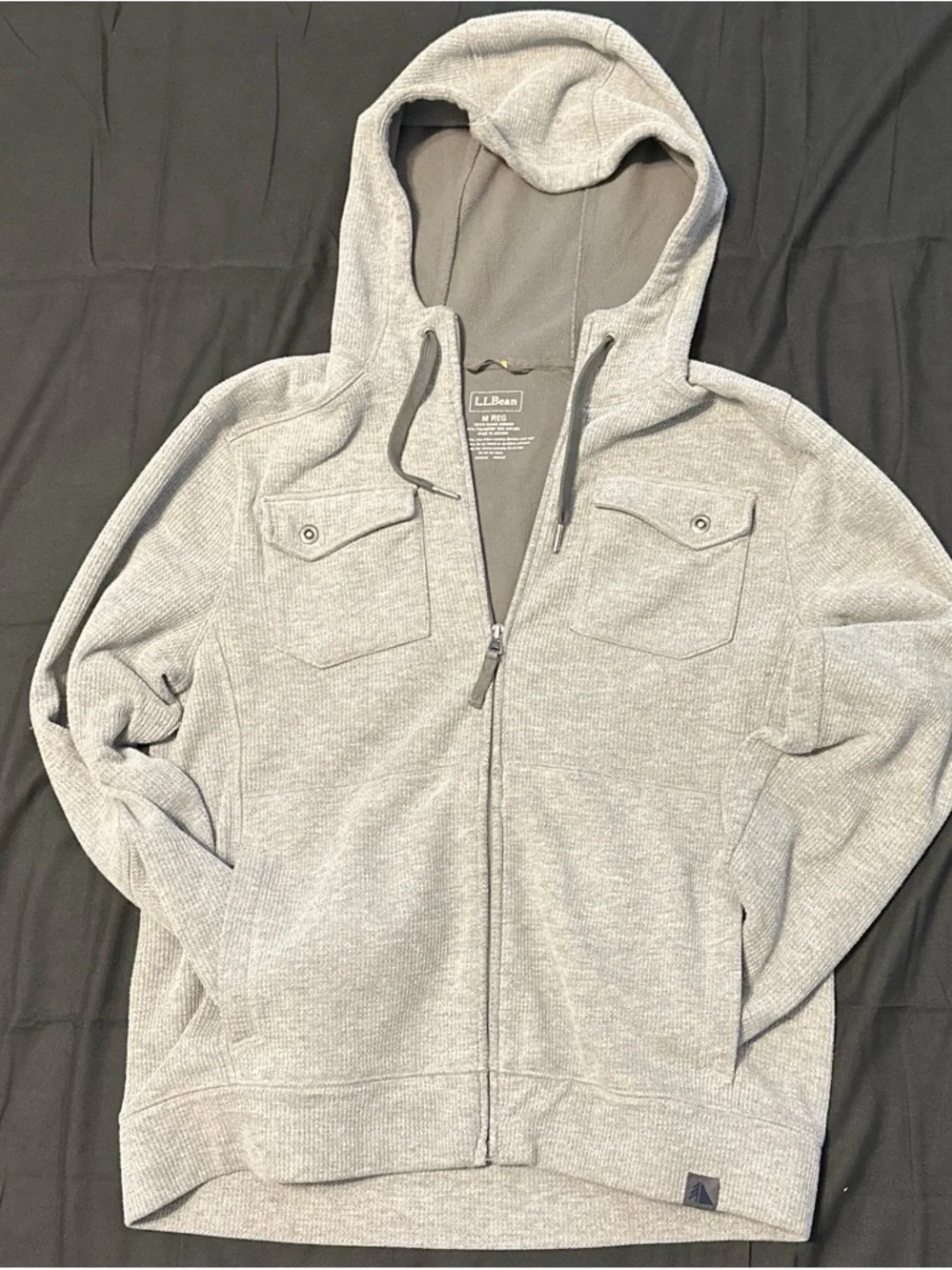 L.L.Bean Gray Full-Zip Hooded Sweatshirt